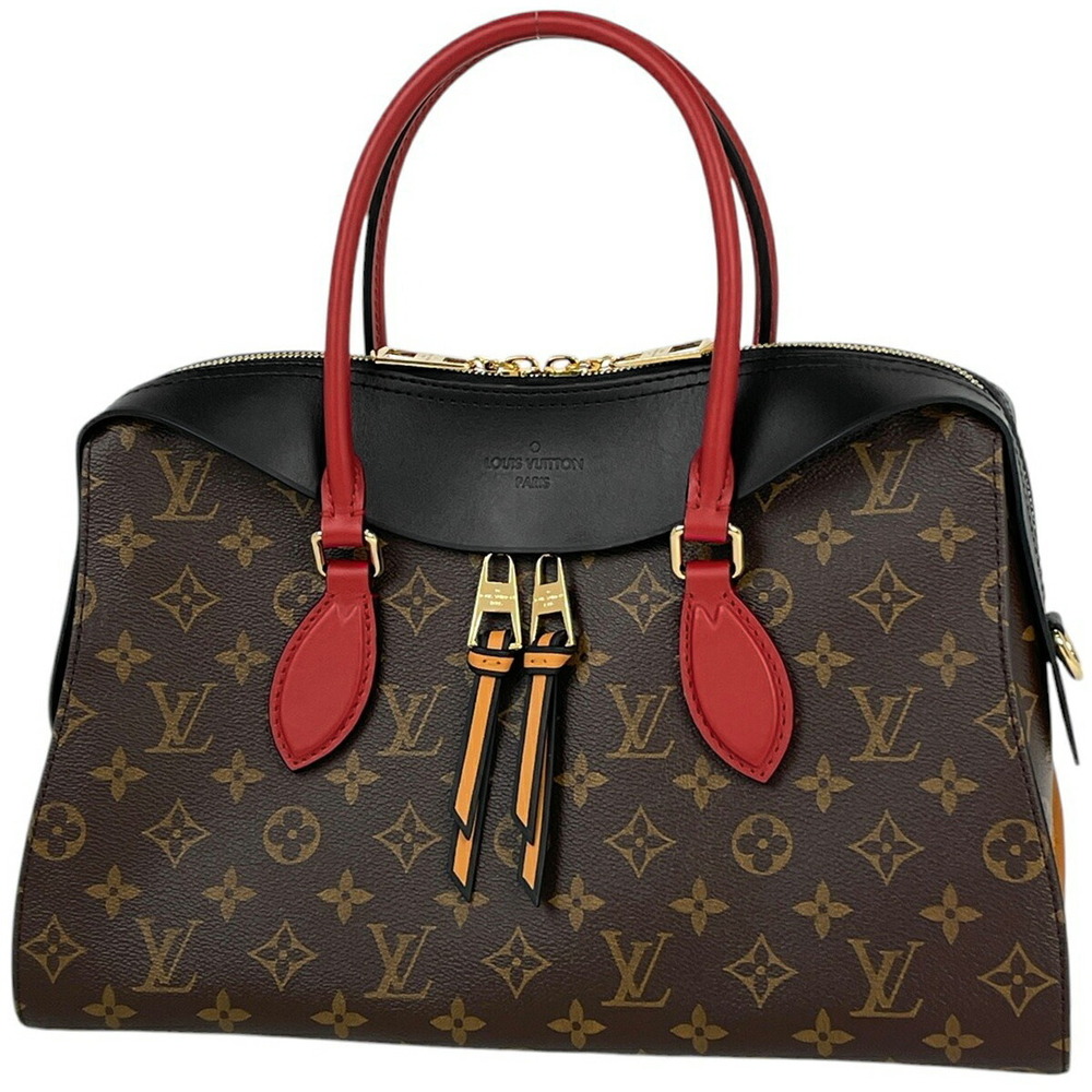 Louis Vuitton Tuileries Tote Shoulder Bag Handbag Monogram Brown Noir Black Red - Picture 1 of 7